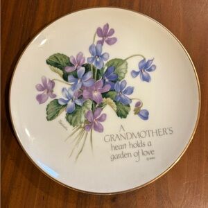 Grandmother Floral Gilded Porcelain Decorative Keepsake Plate Catchall